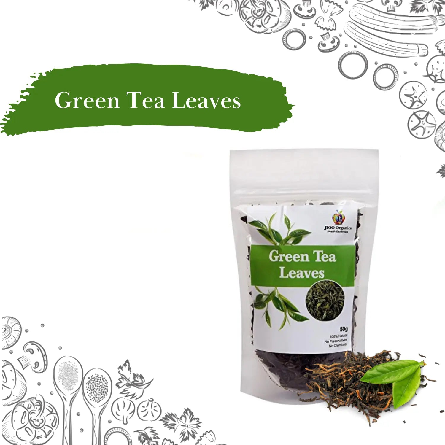 Jioo Organics Green Tea Leaves - 50 gms